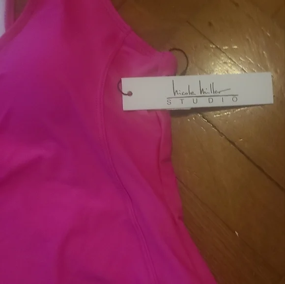 NEW NICOLE MILLER RACERBACK ONE PUECE BATHING SUIT HOT PINK SZ SMALL Hp🔥🔥🔥 - Picture 9 of 11